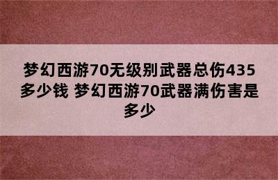 梦幻西游70无级别武器总伤435多少钱 梦幻西游70武器满伤害是多少